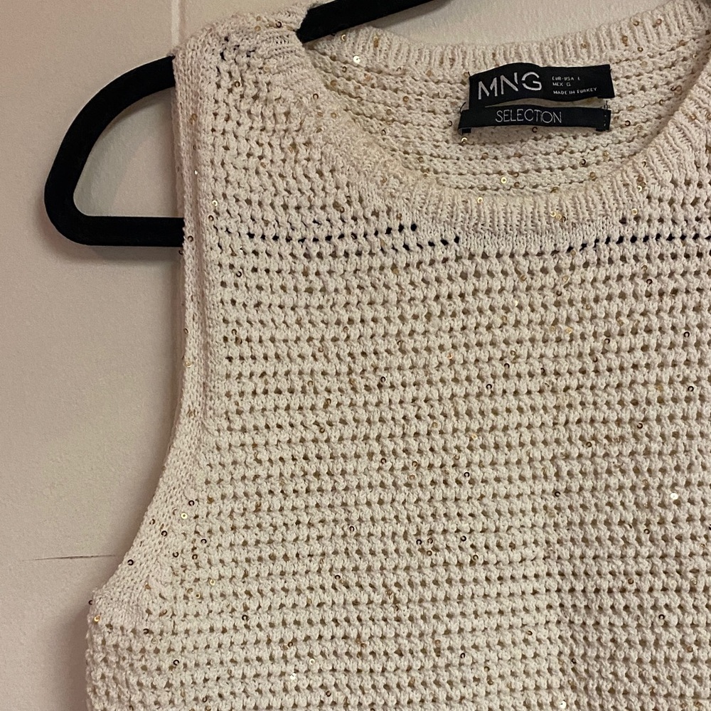 NWOT Mango Sequin and Cream Sleeveless Sweater - MATCHING SET!